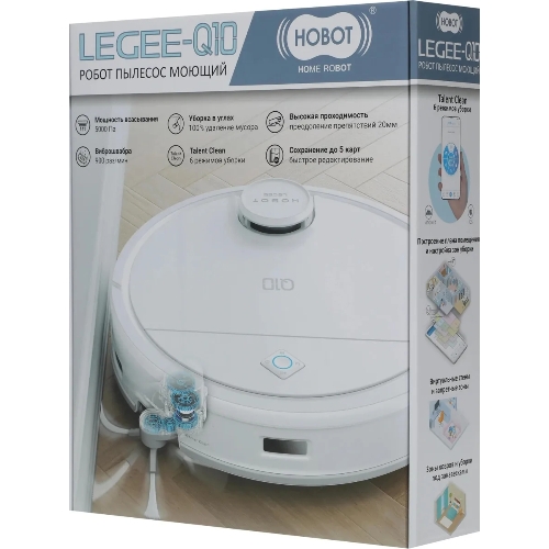 Робот-пылесос HOBOT LEGEE-Q10 белый, 5200 мAч Li-Ion, уборка сухая/влажная, пылесборник контейнер 0,5 л