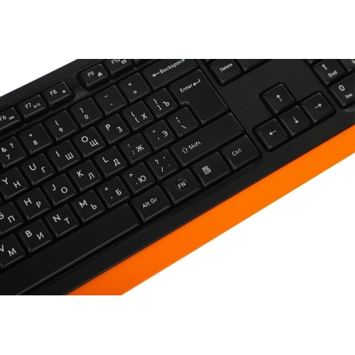 Комплект клавиатура+мышь A4Tech FStyler F1010 проводной, USB, 1600 DPI, чёрный/оранжевый