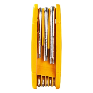 Набор складных шестигранных ключей TORX Deli DL234308 размеры T9,T10,T15,T20,T25,T27,T30,T40, пластиковый держатель
