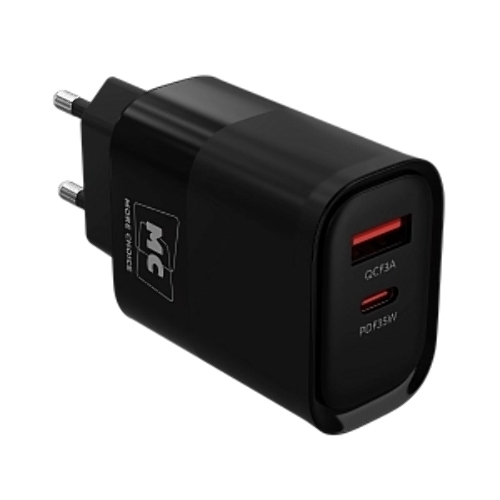 Сетевое зарядное устройство MORE CHOICE NC82a 1USB+1Type-C 3.0A PD 35W+QC3.0 для Type-C Type-C черный