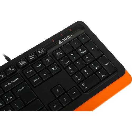 Комплект клавиатура+мышь A4Tech FStyler F1010 проводной, USB, 1600 DPI, чёрный/оранжевый