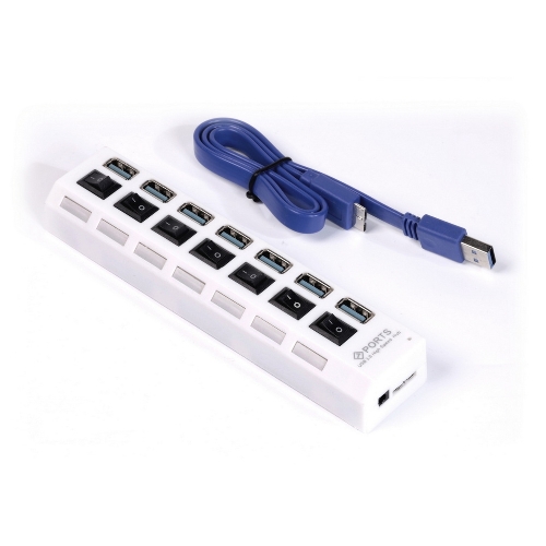 USB-концентратор Smartbuy (SBHA-7307-W) USB 3.0 хаб + выкл., 7 портов, белый