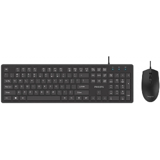Комплект клавиатура+мышь Philips SPT6264 проводной, USB, 1200 DPI, чёрный
