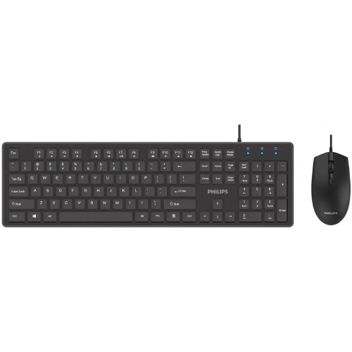 Комплект клавиатура+мышь Philips SPT6264 проводной, USB, 1200 DPI, чёрный