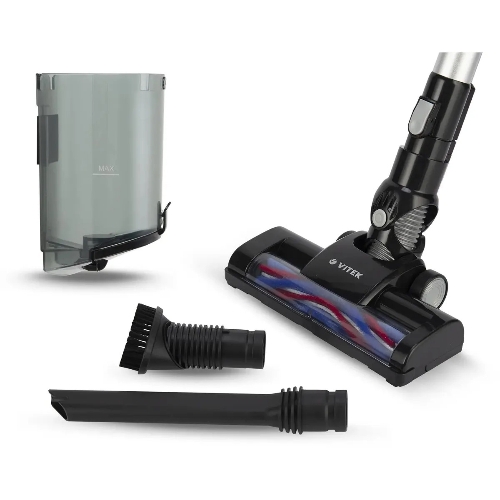Пылесос вертикальный Vitek Midnight VT-1832 черный/серебристый, питание от аккумулятора, 120 Вт, уборка сухая, пылесборник 0.4 л, работа от АКБ max 35 мин