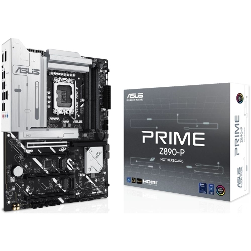 Материнская плата ASUS PRIME Z890-P, LGA 1851, Intel Z890, 4xDDR5, 4xSATA, 4xM.2, 1xPCIe 5.0 x16, 2xPCIe 4.0 x4, 1xPCIe 4.0 x1, 1xHDMI, 1xDP, 1xUSB-C (видеовыход), 1x 2.5Gb LAN, 4xUSB-A 2.0, 2xUSB-A 3.2 Gen 1, 1xUSB-A 3.2 Gen 2, 1xUSB-C 3.2 Gen 2x2, 3x3.5 мм, 7.1, ATX
