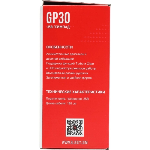 Геймпад A4Tech Bloody GP30 Sports черный/красный USB виброотдача обратная связь