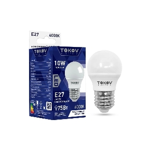 Лампа светодиодная TOKOV ELECTRIC 10Вт G45 4000К Е27 176-264В