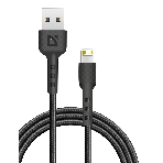 Кабель Defender F181, USB 2.0 (AM) - Apple Lightning (M), 1 м, 2.4А, нейлоновая оплетка, черный.