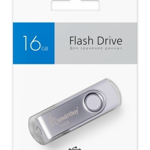 Флешка USB Smartbuy Twist White (SB016GB2TWW), 16Gb, USB 2.0, R/W 15/5, белый/серебристый