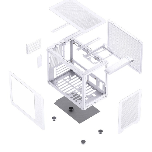 Компьютерный корпус без блока питания JONSBO C6 MAX Handle, Mini-Tower, TG, no fan, 1xUSB-A 3.0 + 1xUSB-C 3.1, mATX, mITX белый