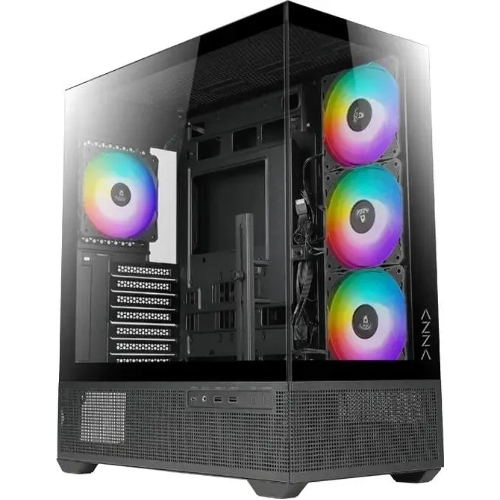 Компьютерный корпус Azza TIARA черный без БП ATX 4x120мм 2xUSB 3.0 1xUSB3.1 audio bott PSU