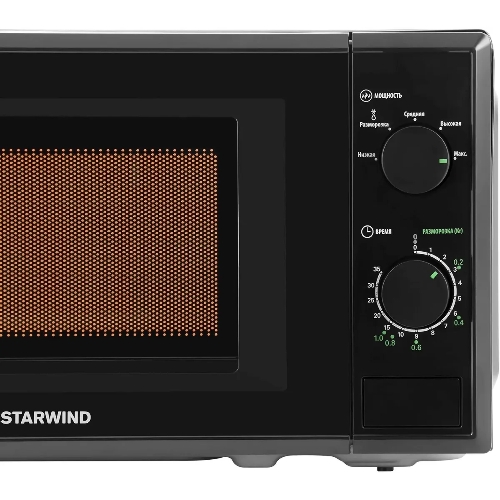 Микроволновая печь Starwind SWM5820 черный, 20 л, 700 Вт, переключатели - поворотный механизм