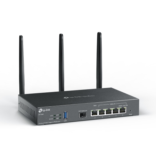 VPN-маршрутизатор TP-Link ER706W Omada с гигабитными портами и поддержкой Wi-Fi AX3000, 1 гиг. SFP WAN/LAN, 1 гиг. RJ45 WAN, 4 гиг. RJ45 WAN/LAN, USB 3.0, до 574 М/с на 2,4 ГГц + до 2402 М/с