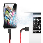 Кабель Defender F181, USB 2.0 (AM) - microUSB 2.0 (BM), 1 м, 2.4А, нейлоновая оплетка, красный.