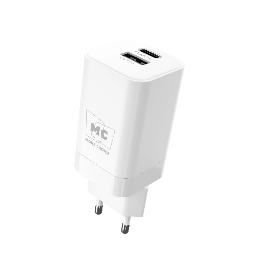 Сетевое зарядное устройство MORE CHOICE NC85a 1USB+1Type-C 3.0A PD 20W+QC3.0 Type-C Type-C, белый