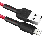 Кабель Defender F181, USB 2.0 (AM) - microUSB 2.0 (BM), 1 м, 2.4А, нейлоновая оплетка, красный.