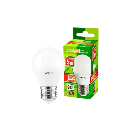 Лампа светодиодная JazzWay PLED-ECO-G45 5Вт шар 3000К теплый белый E27 400лм 220-240В