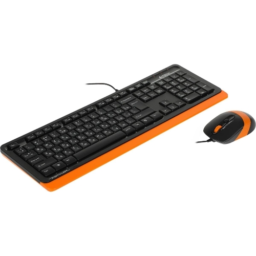 Комплект клавиатура+мышь A4Tech FStyler F1010 проводной, USB, 1600 DPI, чёрный/оранжевый
