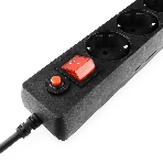 Сетевой фильтр Гарнизон ECL-5-B-1.4, 5 р, 10А, 1.4 м, ур.защиты 4, черный, пакет