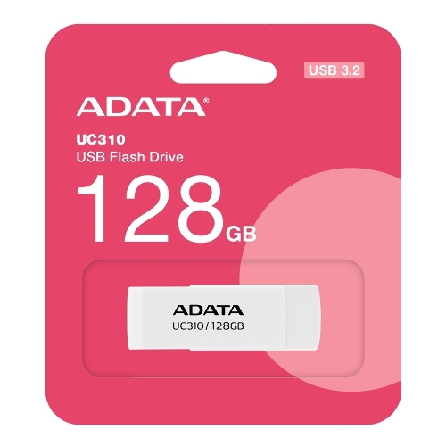 Флешка USB ADATA UC310 (UC310-128G-RWH), 128Gb, USB 3.2 Gen1, R/W 100/30, белый