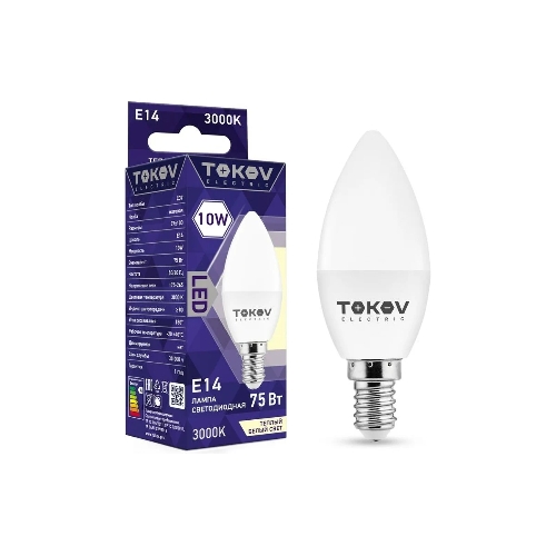Лампа светодиодная TOKOV ELECTRIC 10Вт С37 3000К Е14 176-264В