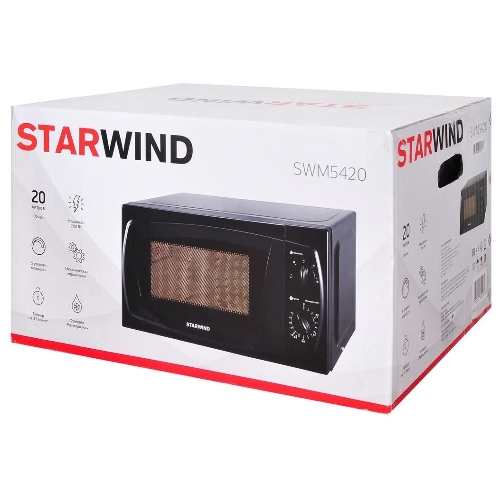 Микроволновая печь Starwind SWM5420 черный, 20 л, 700 Вт, переключатели - поворотный механизм