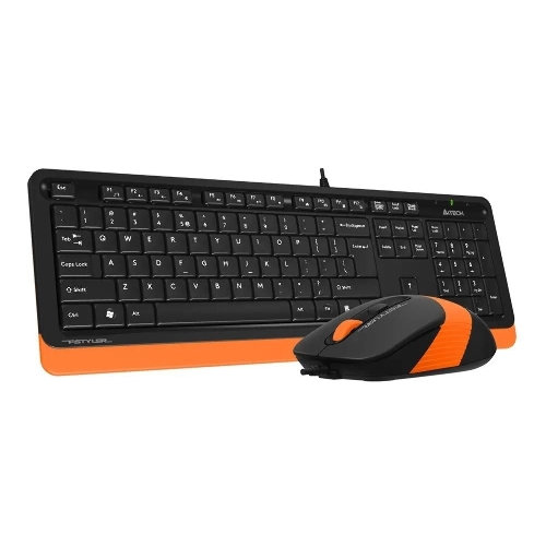 Комплект клавиатура+мышь A4Tech FStyler F1010 проводной, USB, 1600 DPI, чёрный/оранжевый