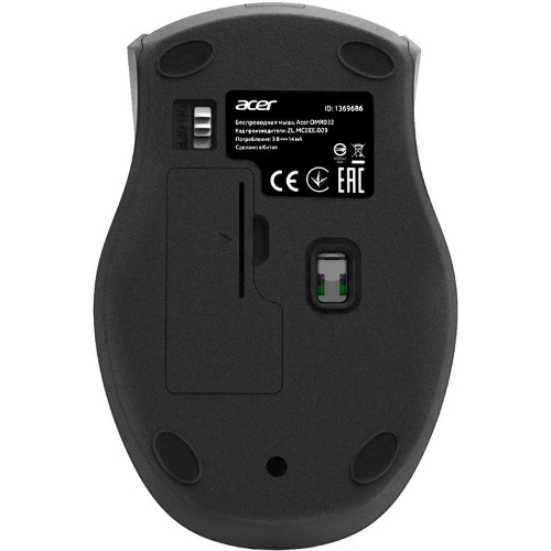 Мышь беспроводная Acer OMR032 черный/красный, 1600 dpi, радиоканал, USB, кнопки - 4