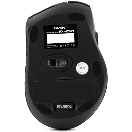 Мышь беспроводная SVEN RX-425W черный, 1600 dpi, радиоканал, USB, кнопки - 6