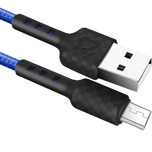 Кабель Defender F181, USB 2.0 (AM) - microUSB 2.0 (BM), 1 м, 2.4А, нейлоновая оплетка, синий.