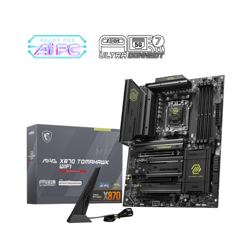 Материнская плата MSI MAG X870 TOMAHAWK WIFI, AM5, AMD X870, 4xDDR5, 4xSATA, 4xM.2, 1xPCI-E 3.0 x1, 1xPCI-E 4.0 x4, 1xPCI-E 5.0 x16, 1xHDMI, 2xUSB Type-C, 1x2.5Gb LAN, 2xUSB-A 3.2 Gen 1, 2xUSB-A 3.2 Gen 2, 2x3.5 мм, 7.1, Standard-ATX