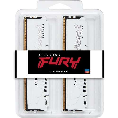 Оперативная память Kingston Fury Beast, DDR5, 32Gb (2x16GB), 6000MHz, CL36, DIMM, с радиаторами, белый