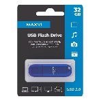 Флешка USB Maxvi P1 32Gb USB 2.0 blue, монолит с колпачком, ABS пластик