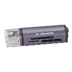Кард-ридер Gembird FD2-MSD-5/серый/TF/Micro-SD/Micro-SDHC/Micro-SDXC/SD/MS/M2/USB 2.0/алюминий