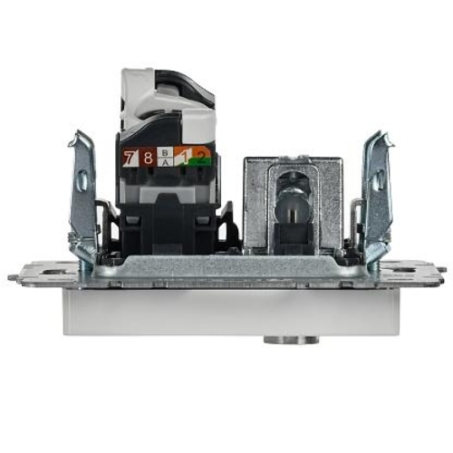 Розетка телевизионная двойная IEK BRITE BR-AK20-1-K01 TV+RJ45 кат.5E РТВ/РК12-БрБ белый
