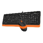 Комплект клавиатура+мышь A4Tech FStyler F1010 проводной, USB, 1600 DPI, чёрный/оранжевый