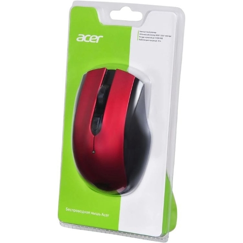 Мышь беспроводная Acer OMR032 черный/красный, 1600 dpi, радиоканал, USB, кнопки - 4