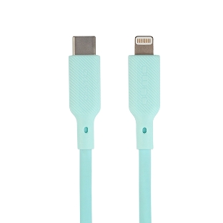 Кабель QUMO, MFI С94, Type-C на MFI Apple 8 pin, силиконовый, 1м, 2,22A, 9V, 20W, PD (голубой)