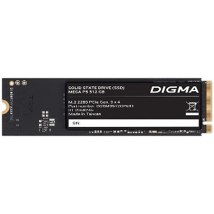 Накопитель SSD Digma Mega P5 DGSM3512GP53T, 512Gb, PCIe 3.0 x4, M.2 2280, NVMe, R/W 2900/2000