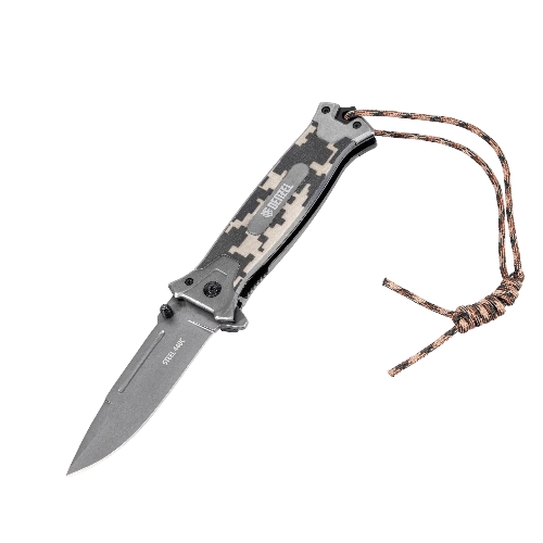 Нож складной Denzel, многоцелевой, системы Liner-Lock, с накладкой G10 на прямой рук-ке+стеклобой 79208