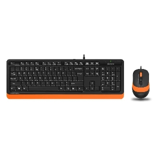Комплект клавиатура+мышь A4Tech FStyler F1010 проводной, USB, 1600 DPI, чёрный/оранжевый