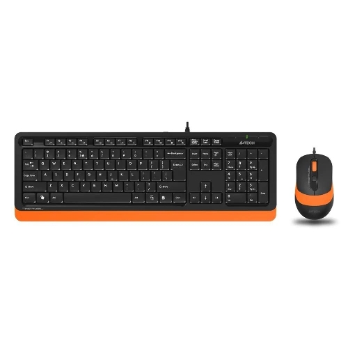 Комплект клавиатура+мышь A4Tech FStyler F1010 проводной, USB, 1600 DPI, чёрный/оранжевый