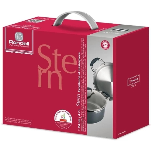 Кастрюля Rondell Stern RDS-019, 4.7 л, 24 см, с крышкой, серый