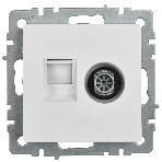 Розетка телевизионная двойная IEK BRITE BR-AK20-1-K01 TV+RJ45 кат.5E РТВ/РК12-БрБ белый
