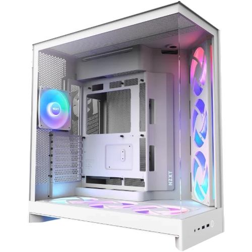 Компьютерный корпус без блока питания Case NZXT H9 Flow RGb+ (2025), Midi-Tower, TG, 6x140мм RGb + 1x120мм RGb, 2xUSB-A 3.2 + 1xUSB-C 3.2, E-ATX, ATX, mATX, mITX белый
