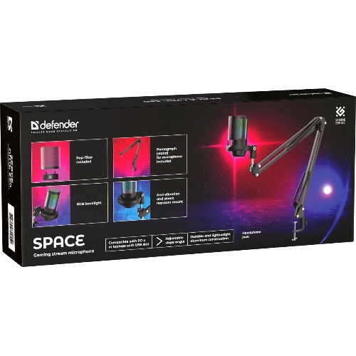 Игровой стрим микрофон Defender Space GMC 550 USB