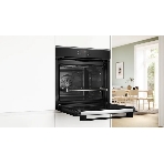 Встраиваемый духовой шкаф Bosch, Serie 4, Auto Pilot 10, объем 71 л, 7 режимов нагрева, 4D Hotair, телескопические направляющие 1уровень,пиролиз, сенсорное управление, черный+профиль из нерж. стали