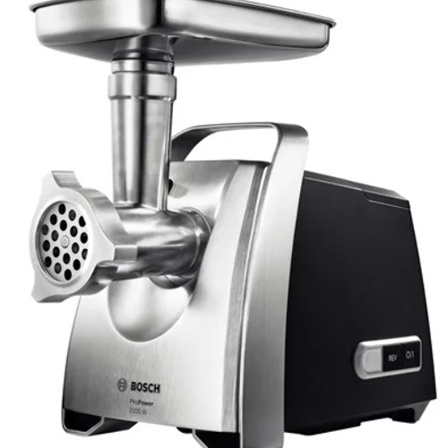 Мясорубка электрическая Bosch MFW68640 черный, 2200 Вт, 4.3 кг/мин, реверс, металлический лоток, насадки - 5