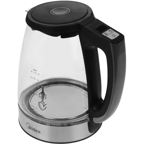 Чайник электрический Midea MK-8019, мощность 2200 Вт, объем 1.7 л, цифровой дисплей, регулировка температуры нагрева, 6 режимов нагрева, поддержание температуры, подсветка